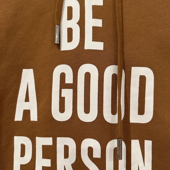 Be a Good Person Hoodie. Brown. Like new condition. XS. Raw sleeves. - Picture 4 of 9